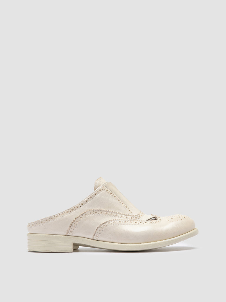 CALIXTE 067 - White Leather Mule Sandals