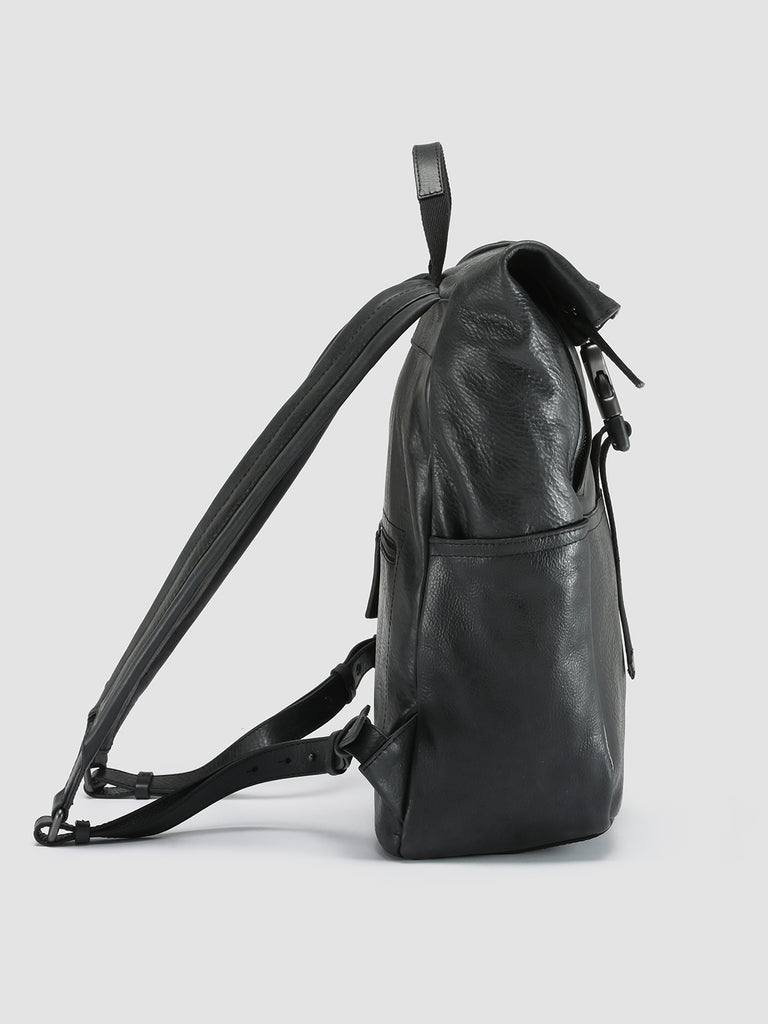 EQUIPAGE 001 Nero - Black Leather Backpack Officine Creative - 3