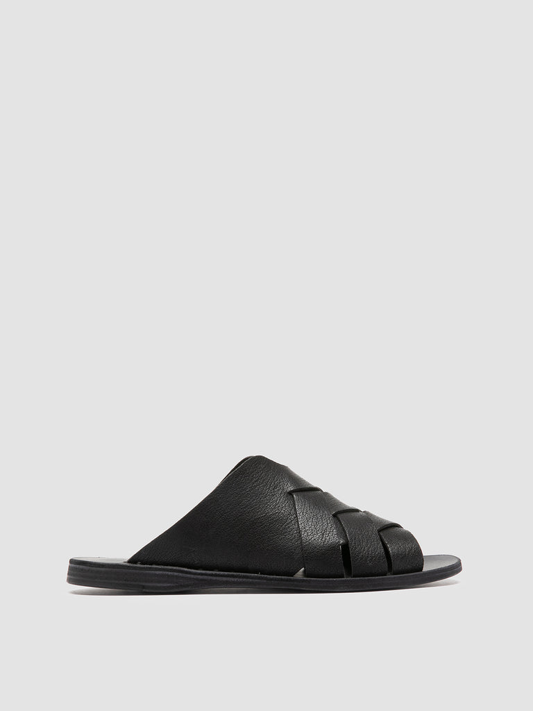 ITACA 049 - Black Leather Slide Sandals