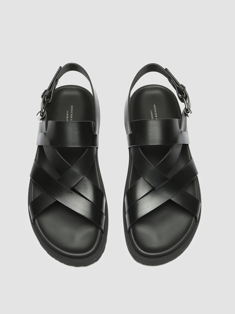 CHARRAT 002 Nero - Black Leather Sandals Men Officine Creative - 2