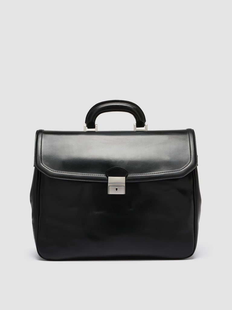 QUENTIN 011 Nero - Black Leather Briefcase Men Officine Creative - 1