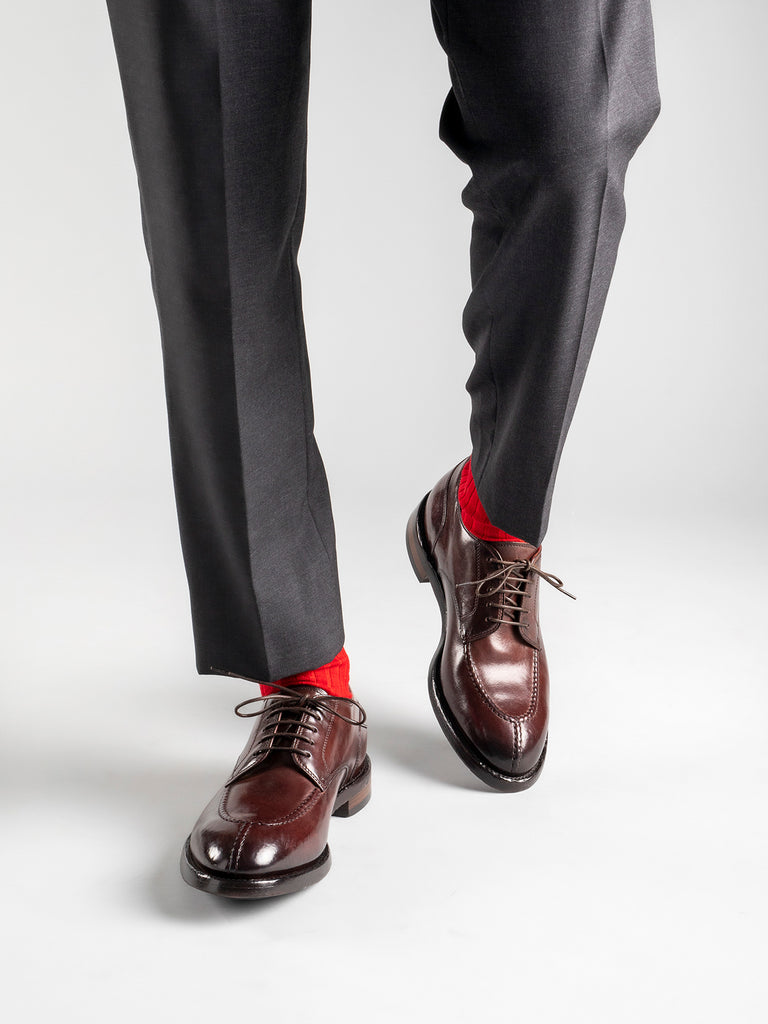 TEMPLE 005 - Burgundy Leather Derby Shoes