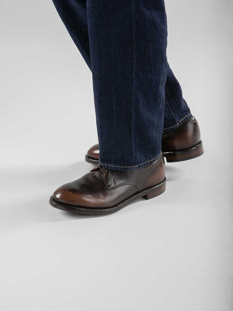 TEMPLE 018 - Brown Leather Derby Shoes