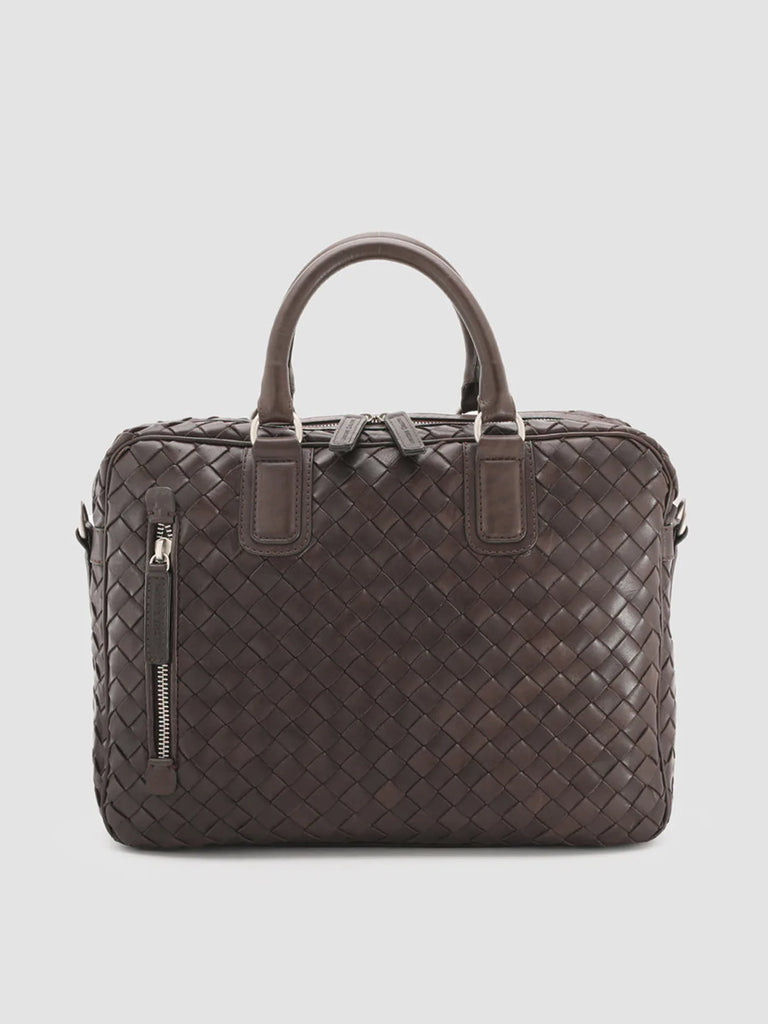 ARMOR 011 - Brown Woven Woven Leather Bag