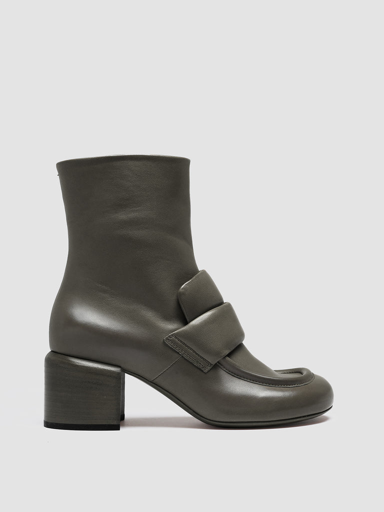 ETHEL 002 - Green Leather Ankle Boots