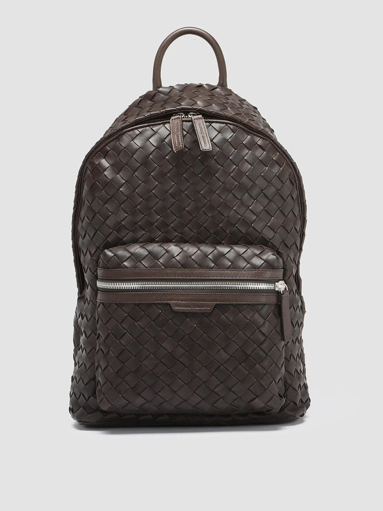 ARMOR 04 - Brown Woven Leather Backpack