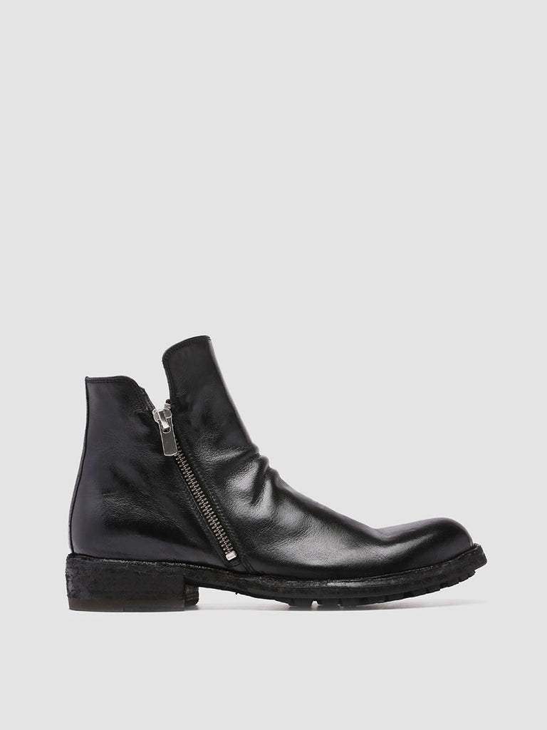 LEGRAND 200 - Black Zipped Leather Booties
