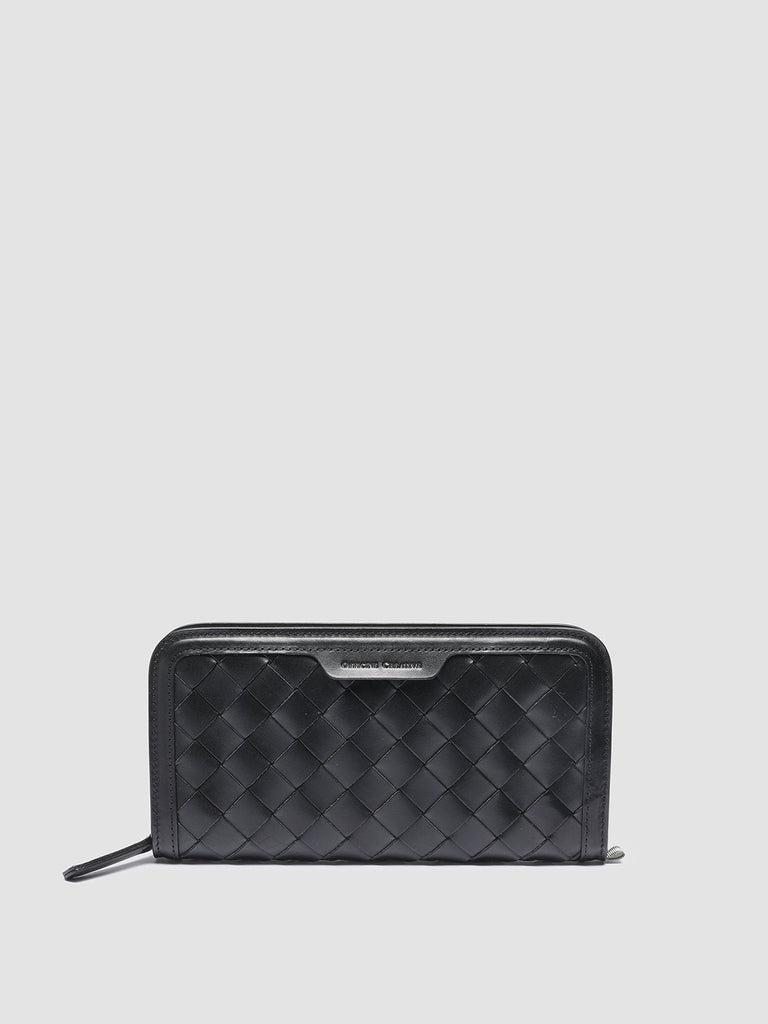 BERGE’ 101 - Black Woven Leather Wallet