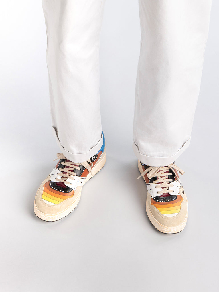 HOMME NEO PSYCHEDELIC SUN 241 Multicolor - Multicolor Leather and Suede Low Top Sneakers Men Officine Creative - 7