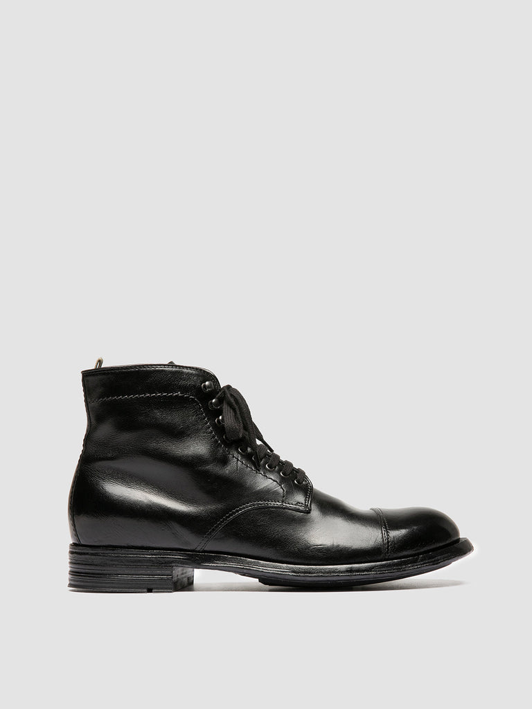 ADMIRAL 010 - Black Leather Lace-up Boots