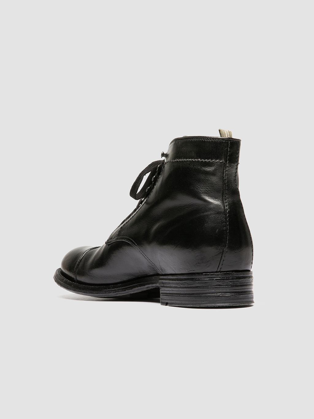 ADMIRAL 010 - Black Leather Lace-up Boots