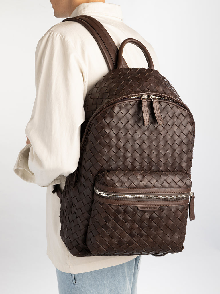 ARMOR 04 - Brown Woven Leather Backpack