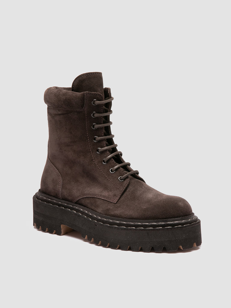 BLOSSOM 006 - Brown Suede Lace-up Boots