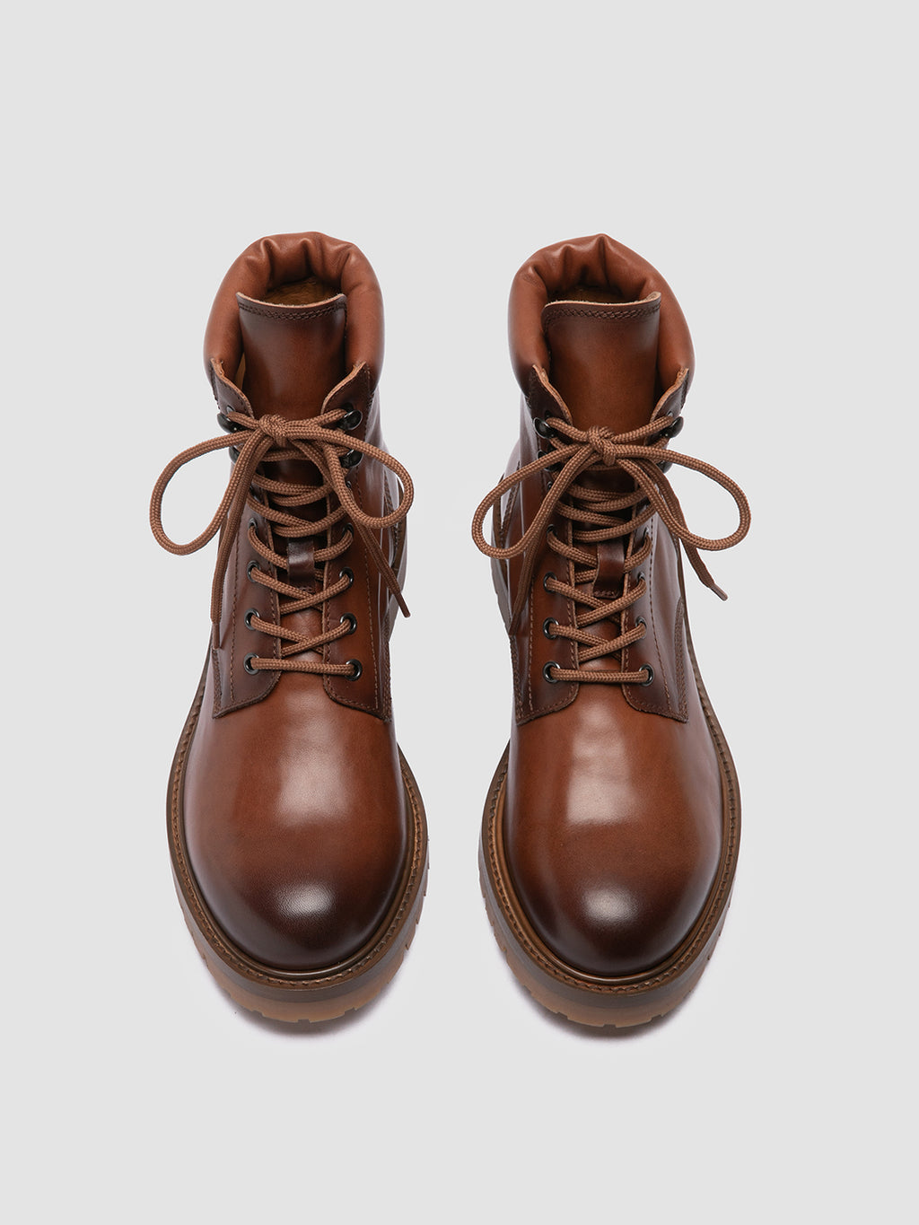 BOSS 002 - Brown Leather Lace Up Boots Men Officine Creative -2