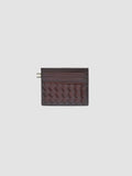 BOUDIN 122 - Dark Brown Woven Leather Card Holder - 1