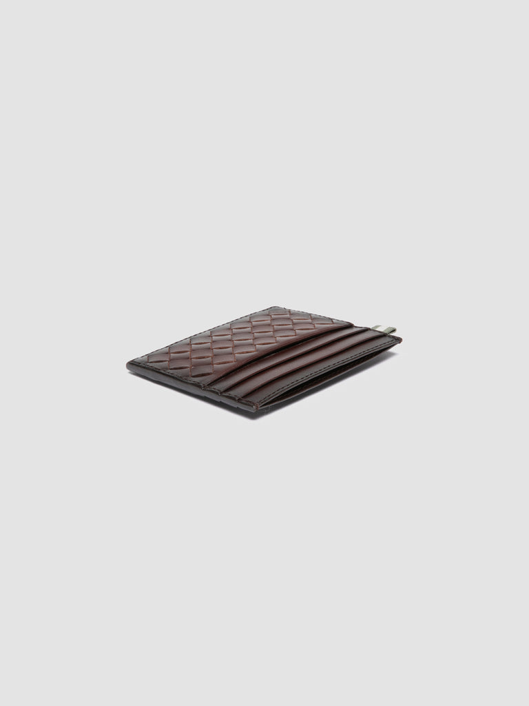 BOUDIN 122 - Dark Brown Woven Leather Card Holder