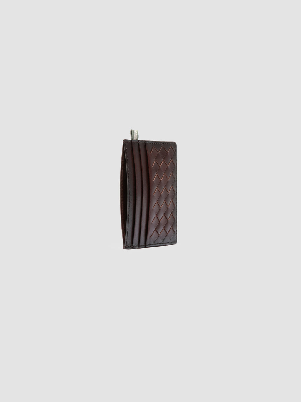 BOUDIN 122 - Dark Brown Woven Leather Card Holder - 3