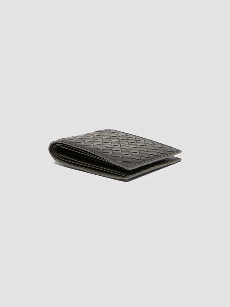 BOUDIN 123 - Green Woven Leather Bifold Wallet