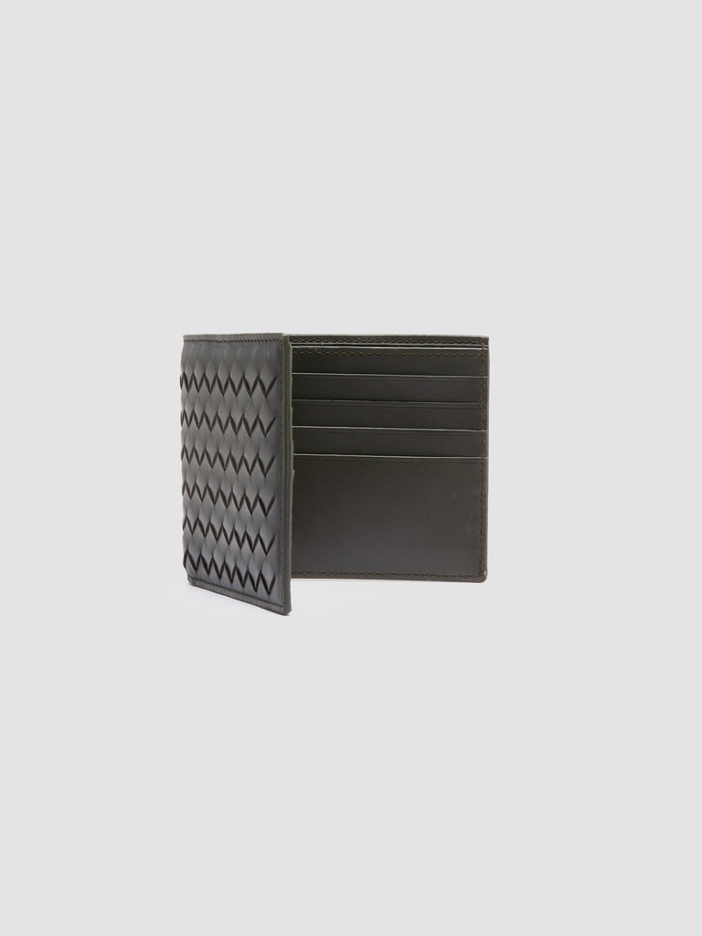 BOUDIN 123 - Green Woven Leather Bifold Wallet