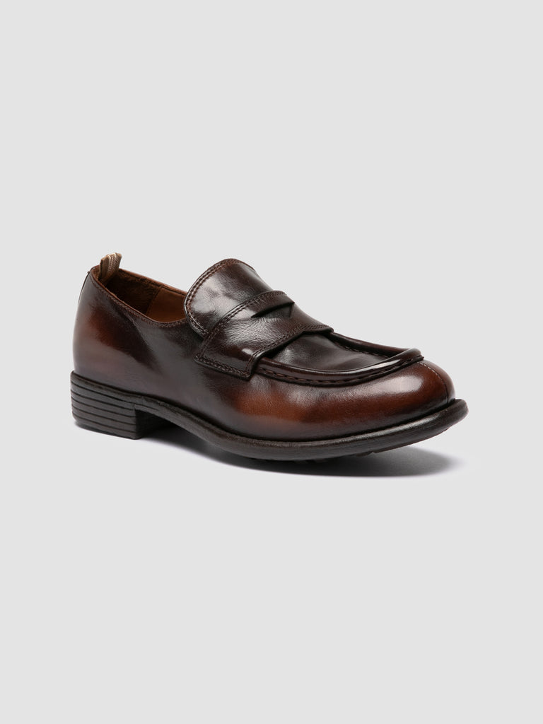 CALIXTE 020 - Light Brown Leather Penny Loafers