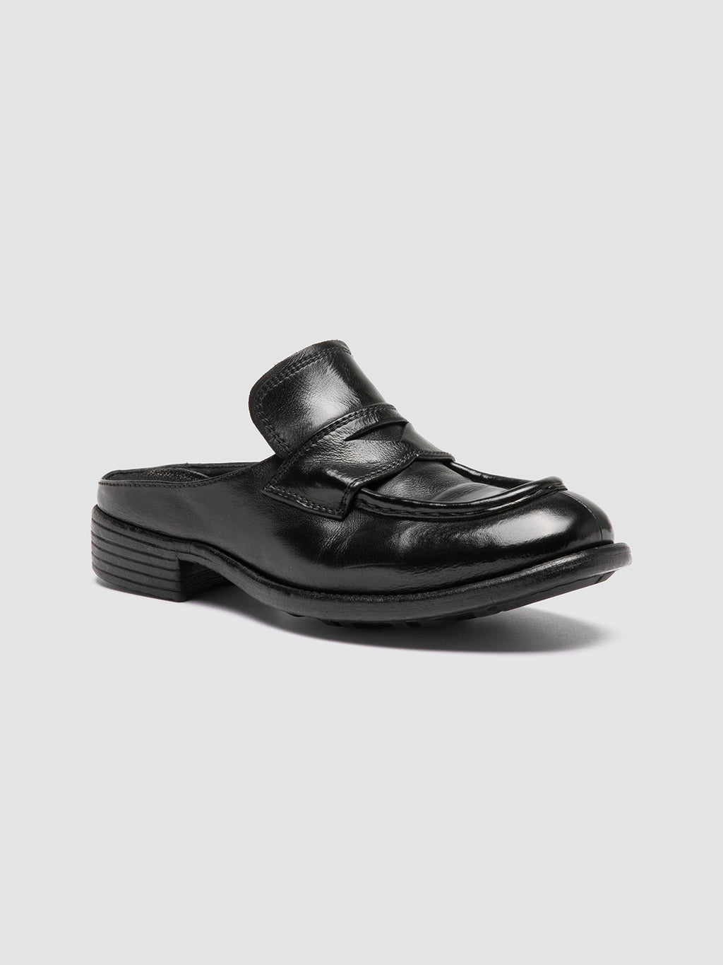 CALIXTE 063 - Black Leather Mule Sandals