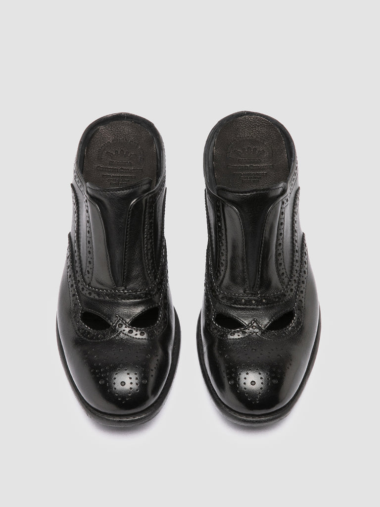 CALIXTE 067 - Black Leather Mule Sandals