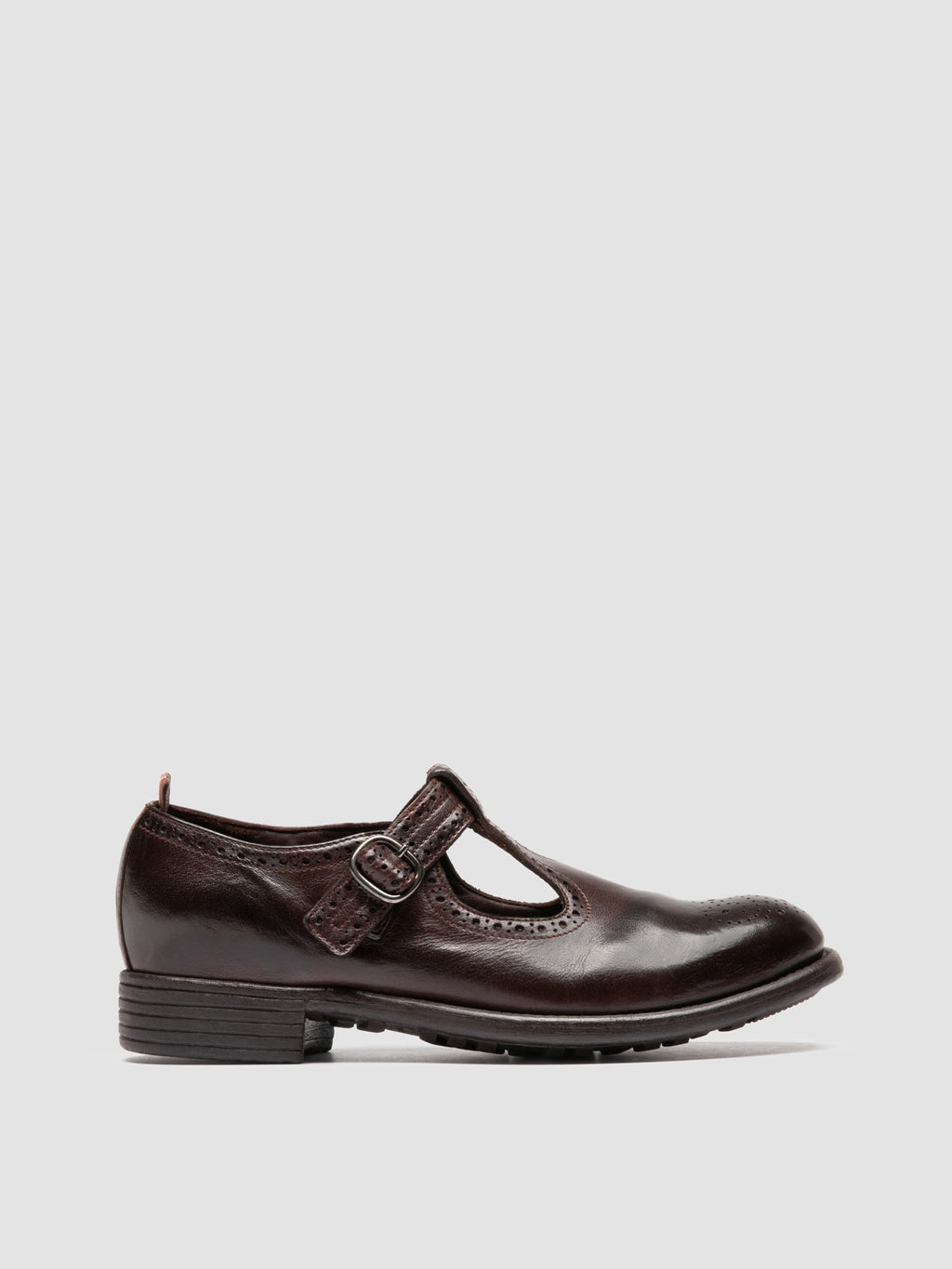 CALIXTE 071 - Burgundy Leather T-Bar Shoes - 0