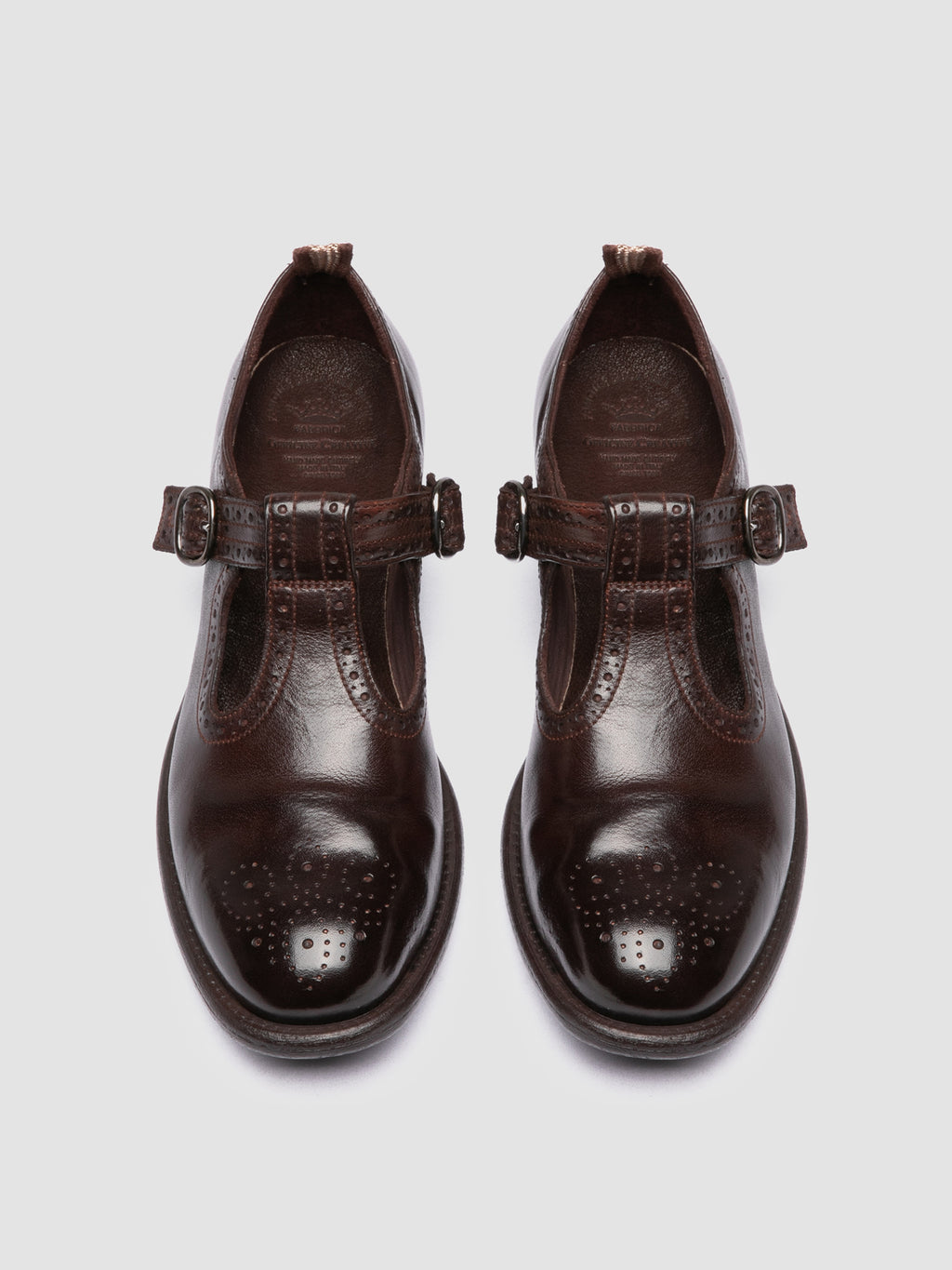 CALIXTE 071 - Burgundy Leather T-Bar Shoes - 1