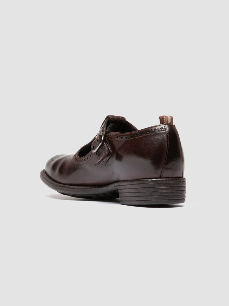 CALIXTE 071 - Burgundy Leather T-Bar Shoes