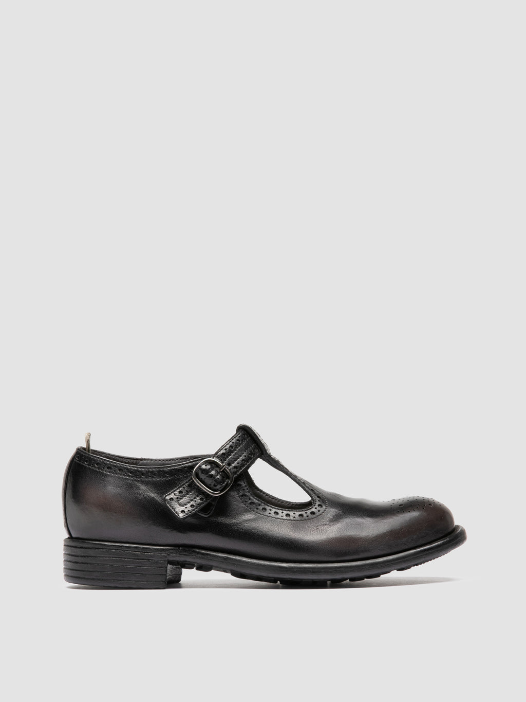 CALIXTE 071 - Dark Grey Leather T-Bar Shoes - 0