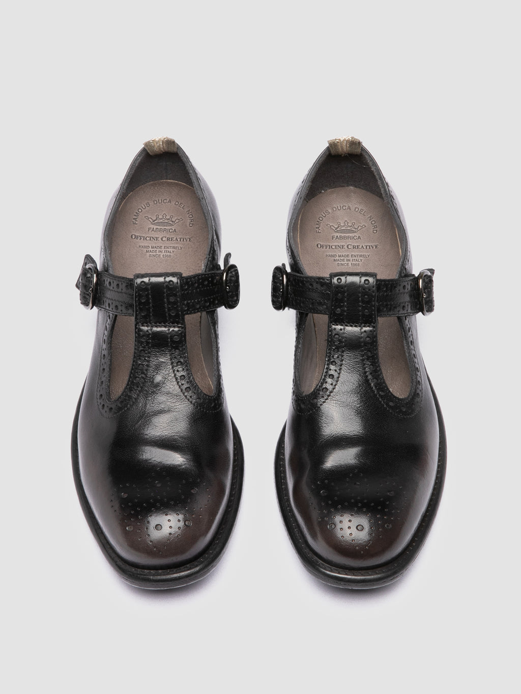 CALIXTE 071 - Dark Grey Leather T-Bar Shoes - 1