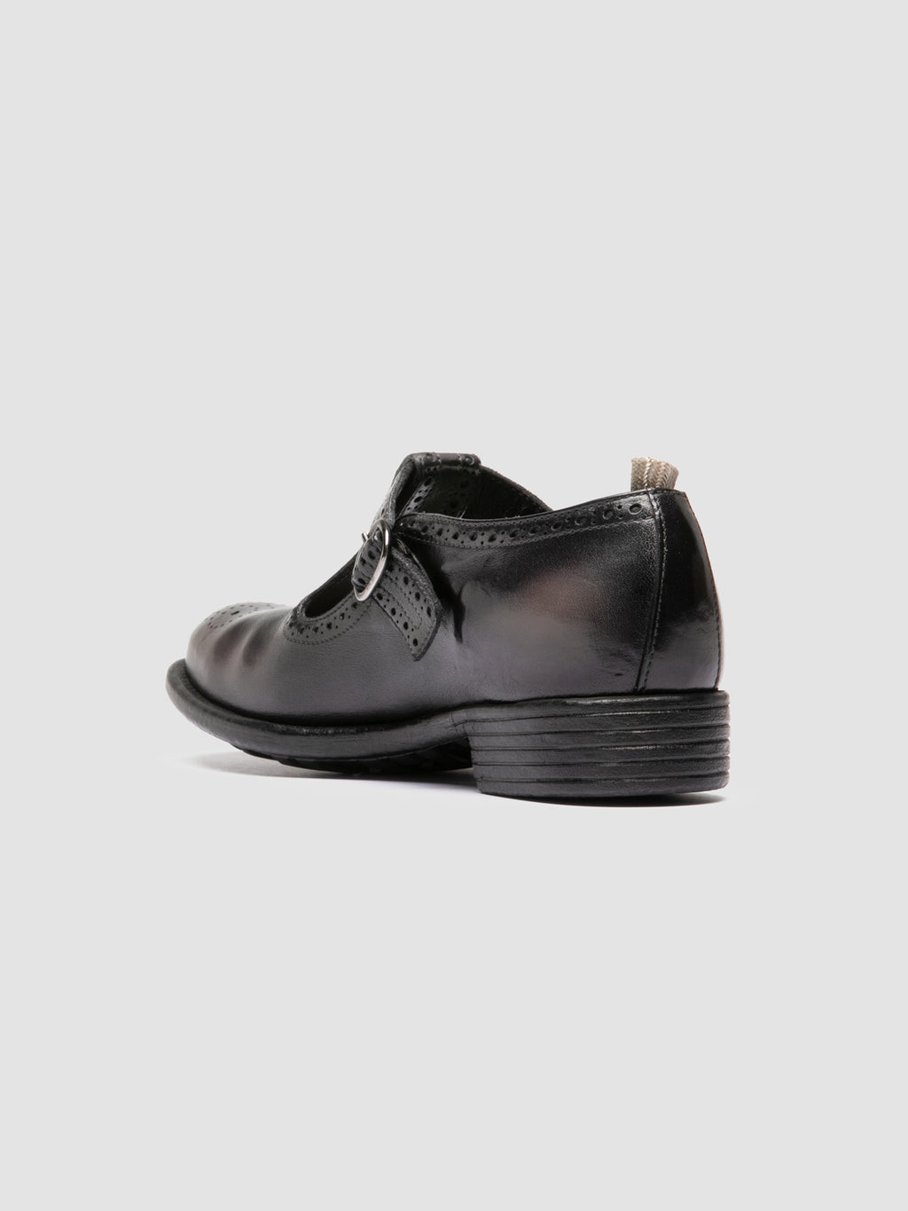CALIXTE 071 - Dark Grey Leather T-Bar Shoes - 3