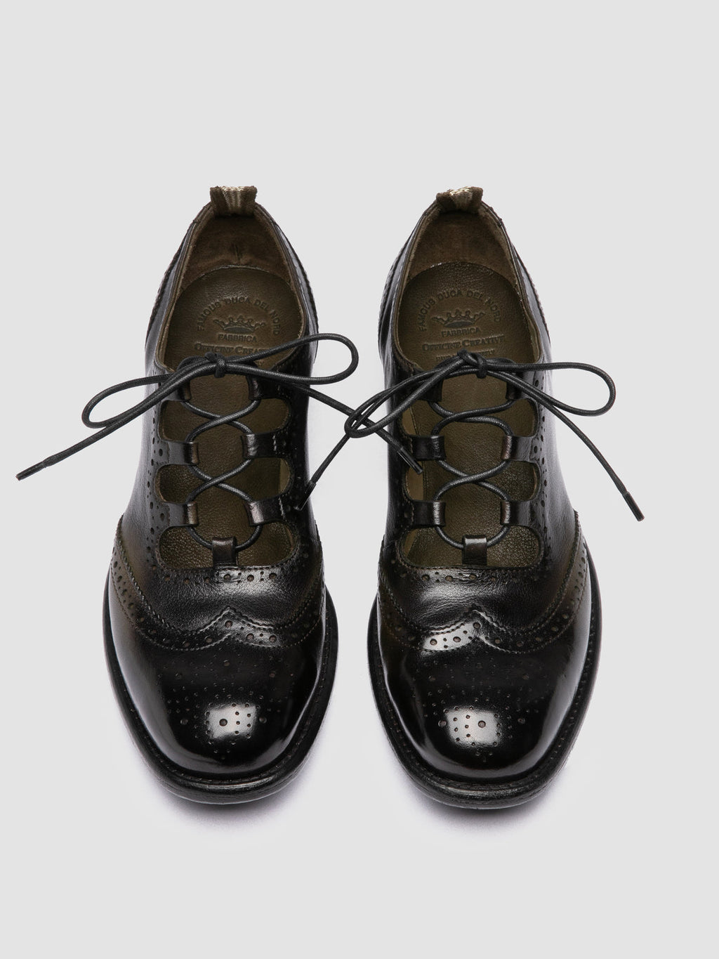 CALIXTE 084 - Dark Green Leather Oxford Shoes - 1