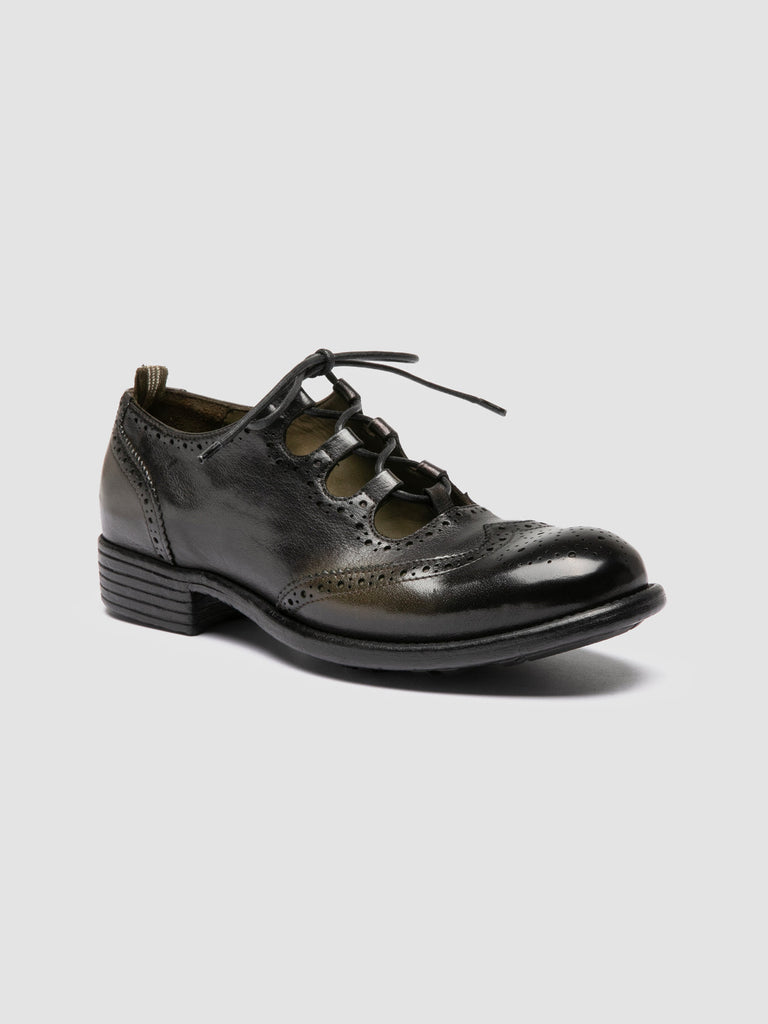 CALIXTE 084 - Dark Green Leather Oxford Shoes