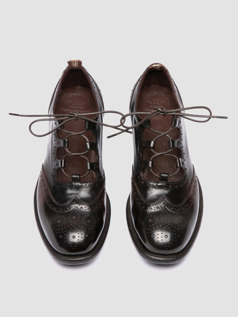 CALIXTE 084 - Dark Brown Leather Oxford Shoes-hover