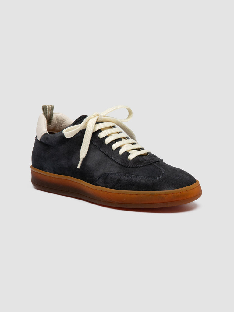 CHANCE 101 - Blue Leather and Suede Low Top Sneakers