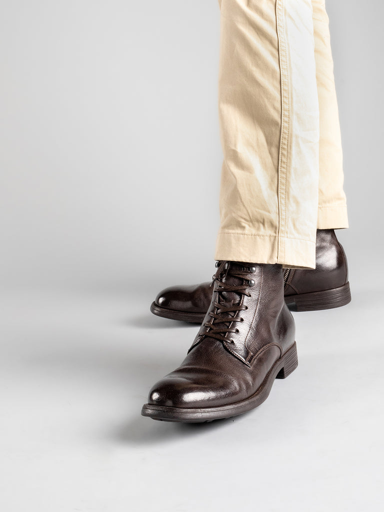 Mens Brown Leather Boots CHRONICLE 004 – Officine Creative USA