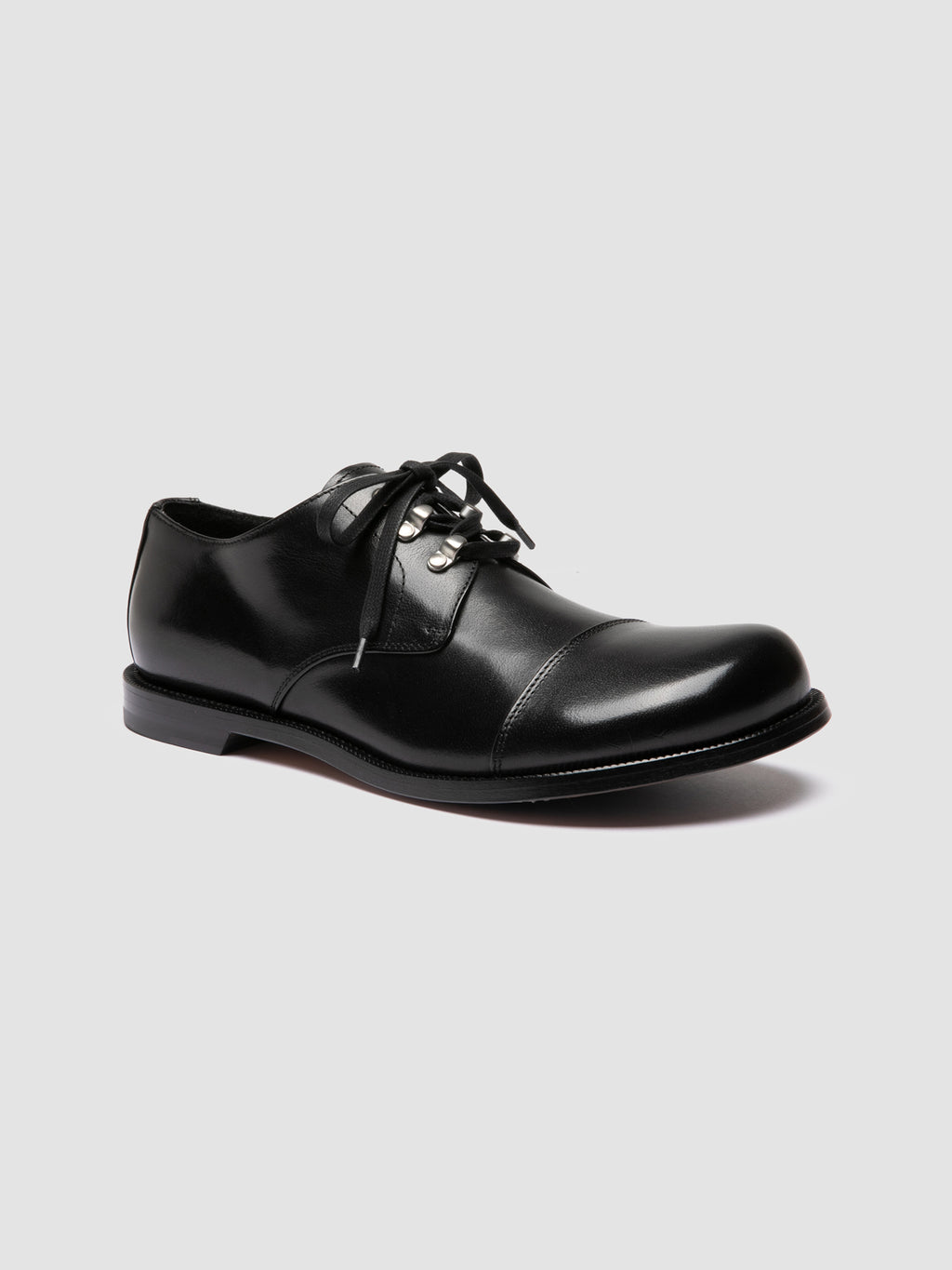 GEMSTONE 001 - Black Leather Derby Shoes - image 3,side view