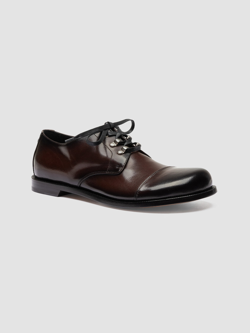 GEMSTONE 001 - Dark Brown Leather Derby Shoes - image 3,side view