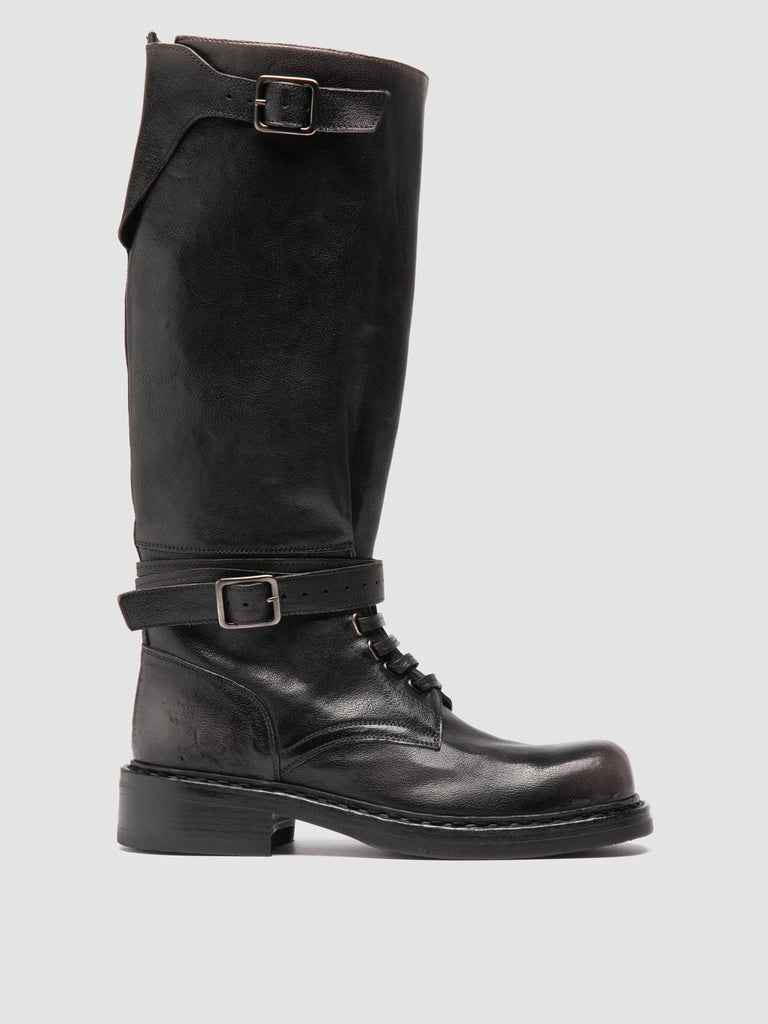 DAKOTA 003 - Dark Grey Leather Pull-On Boots