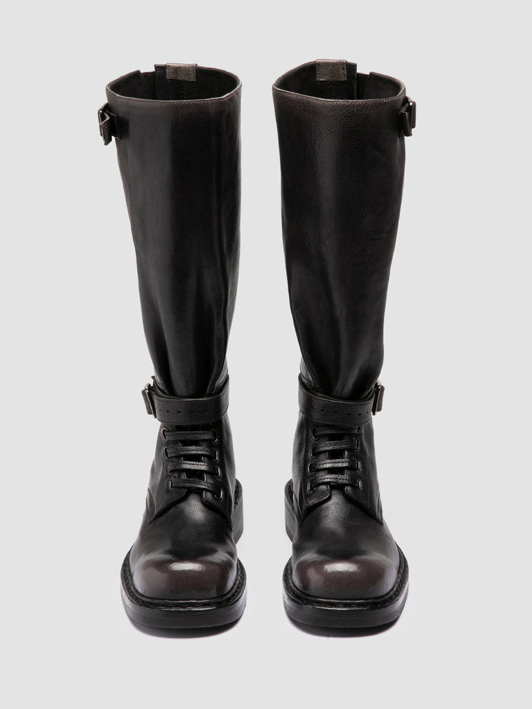 DAKOTA 003 - Dark Grey Leather Pull-On Boots