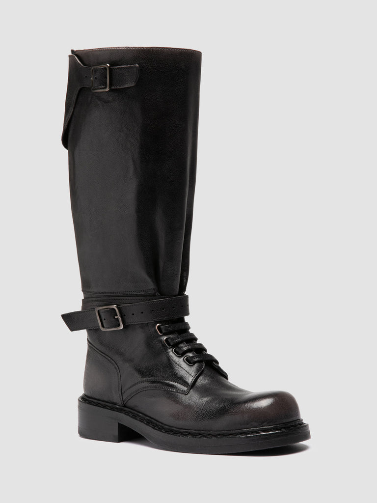 DAKOTA 003 - Dark Grey Leather Pull-On Boots
