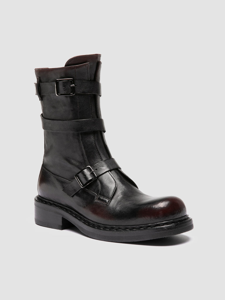 DAKOTA 004 - Dark Burgundy Leather Zipped Boots