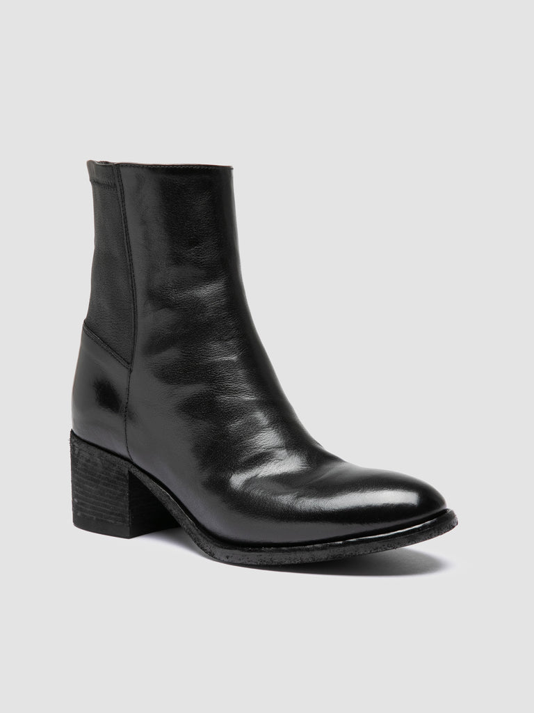 DENNER 127 - Black Leather Zipped Boots