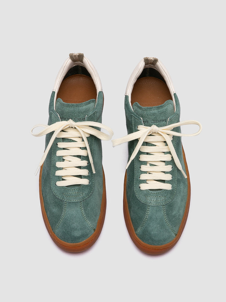 GINNASIO 101 - Green Leather and Suede Low Top Sneakers