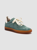 GINNASIO 101 - Green Leather and Suede Low Top Sneakers - thumb image 3,side view