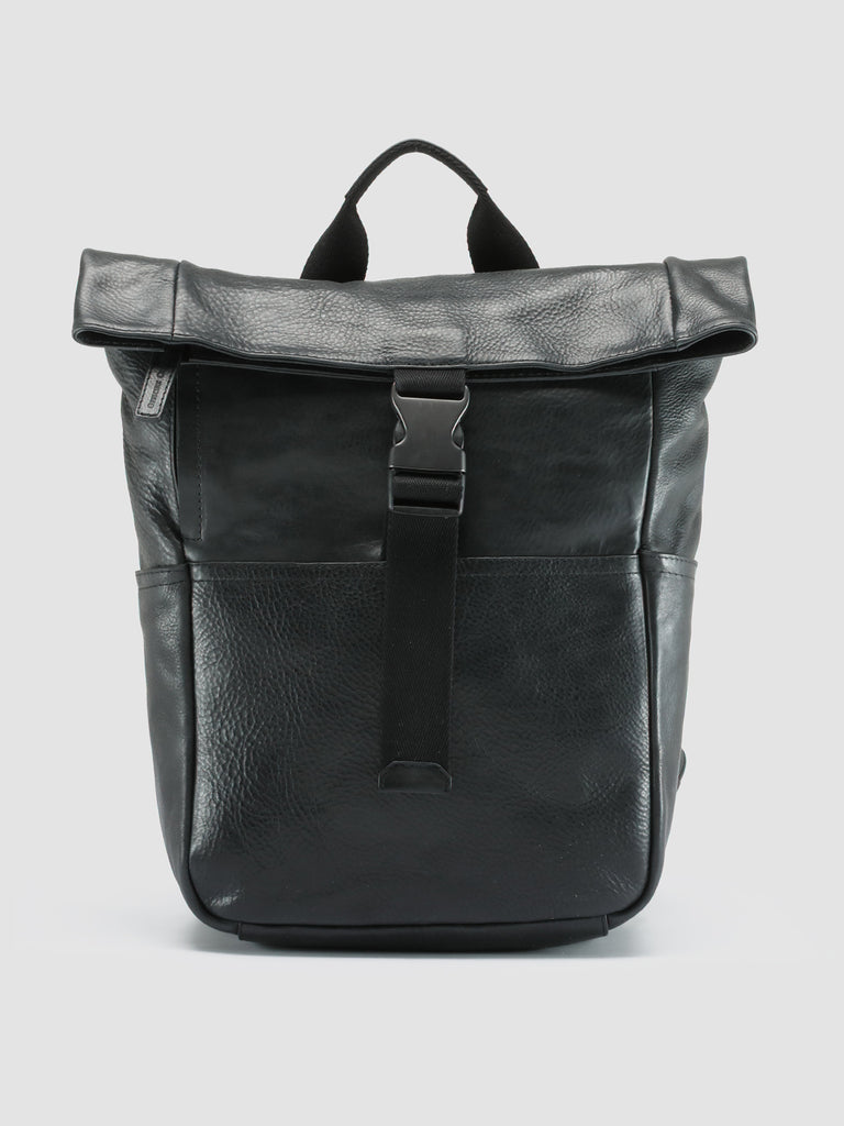 EQUIPAGE 001 Nero - Black Leather Backpack