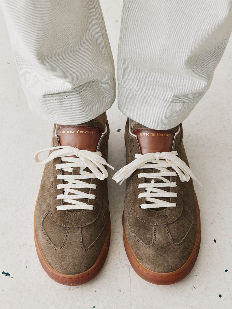 MILITIA 002 - Taupe Suede and Leather Low Top Sneakers