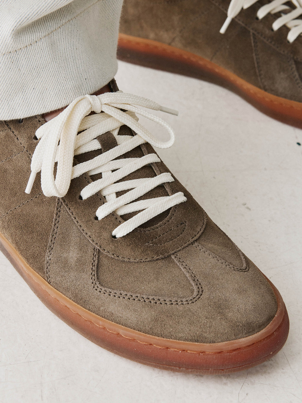 MILITIA 002 - Taupe Suede and Leather Low Top Sneakers - 6