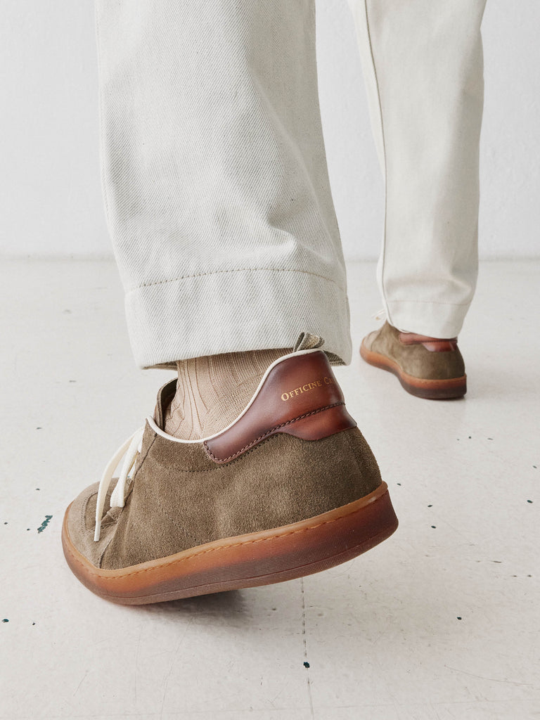 MILITIA 002 - Taupe Suede and Leather Low Top Sneakers